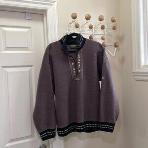 Straight Goods - 1/4 Zip Pullover - Cottagecore Oversized - Maroon - Large